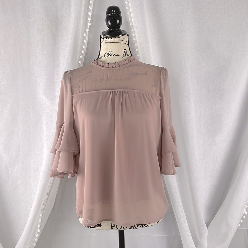 NWT Sheer Dusty Rose Blouse Size Small.